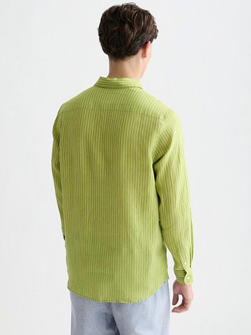 Scotch and Soda Linen Shirt Stripes Green Model / Achterkant