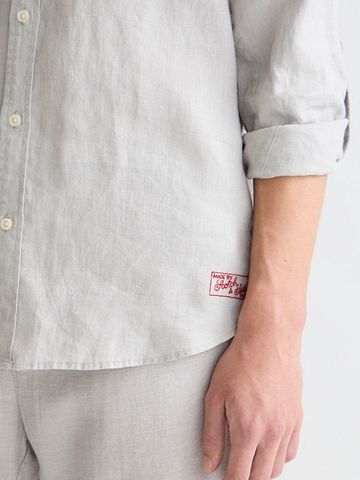 Scotch and Soda Linen Core Shirt Grey Model / Detail