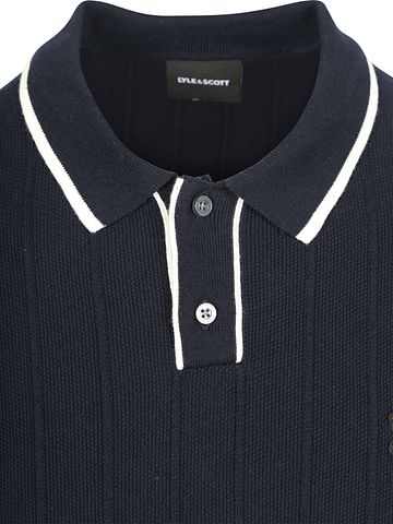 Lyle & Scott Strikket Polo med kontrastkant Mørk Navy Product / Detail