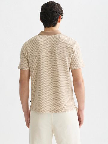 Scotch & Soda Knitted Polo Jacquard Beige Product / Achterkant