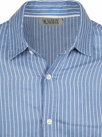 Scotch & Soda Stribet Blå Hørskjorte Product / Detail
