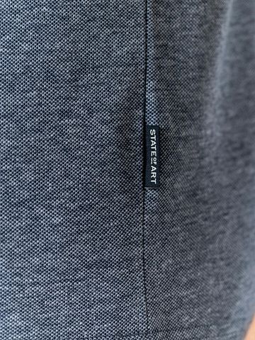 State of Art Polo Shirt Tipping Cotton Linen Navy Model / Detail