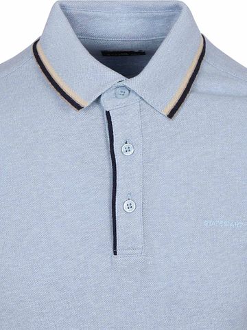 State of Art Poloshirt Tipping Cotton Linen Lichtblauw Product