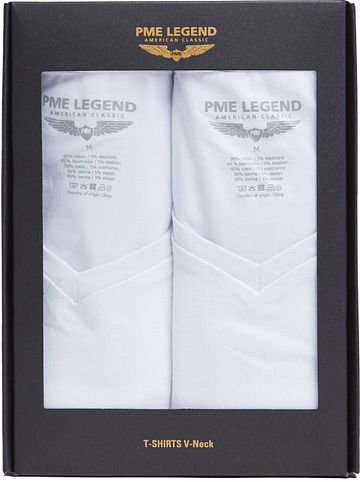 PME Legend T-Shirt Simple Lot de 2 Col-V Blanc Verpakking
