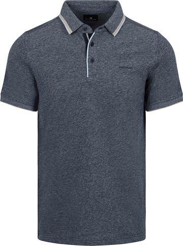 State of Art Polo Shirt Tipping Cotton Linen Navy Product