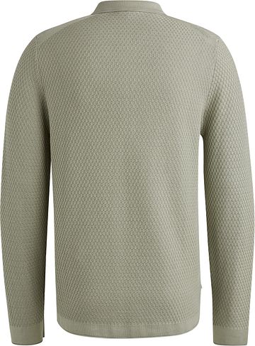 Cast Iron Long Sleeve Half Zip Poloshirt Struktur Hellgrün Product / Achterkant