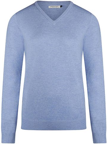 Steppin' Out Dames Pullover V-hals Merinowol Mid Blauw Product