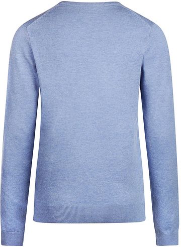 Steppin' Out Damen Pullover V-Ausschnitt Merinowolle Mid Blau Product / Achterkant