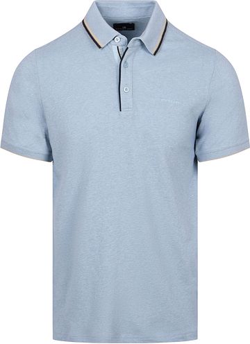 State of Art Poloshirt Tipping Cotton Linen Lyseblå Product