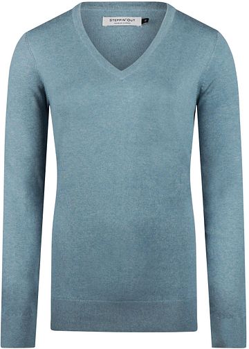 Steppin' Out Damestrui Cotton Cashmere V-hals Sage Product