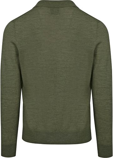 Polo King Essentials The Robert Manches Longues Mérinos Vert Army Product / Achterkant
