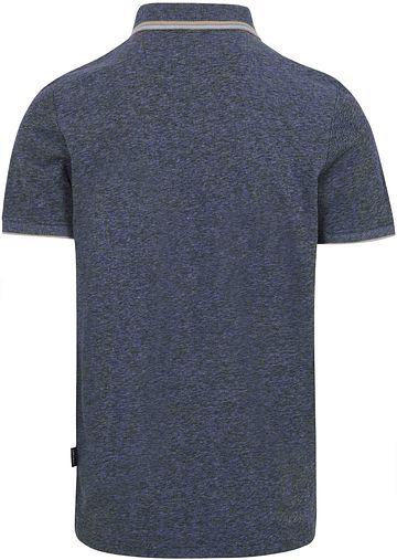 State of Art Poloshirt Tipping Cotton Linen Navy Product / Achterkant