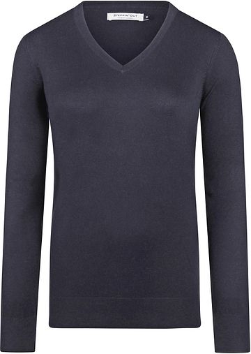 Steppin' Out Damestrui Cotton Cashmere V-hals Navy Product