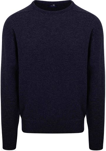 William Lockie Pullover Lamswol O-hals Midnight Mix Navy Product