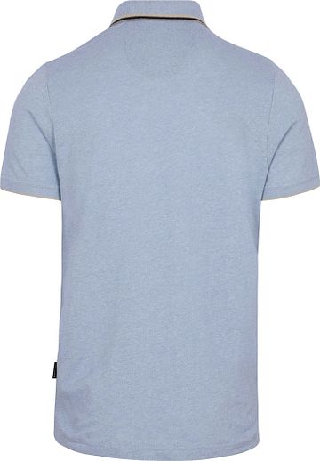 State of Art Polo Shirt Tipping Cotton Linen Light Blue Product / Achterkant