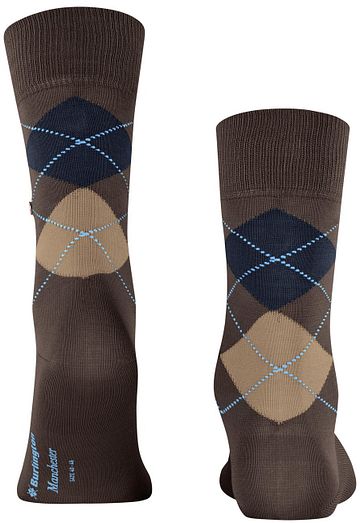 Skarpety Burlington Manchester w kratę brązowe 5043 Product / Achterkant