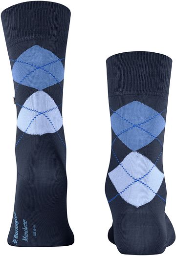 Burlington Manchester Socks Checkered Blue 6120 Product / Achterkant