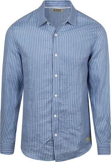 Scotch and Soda Linnen Overhemd Streep Blauw Product