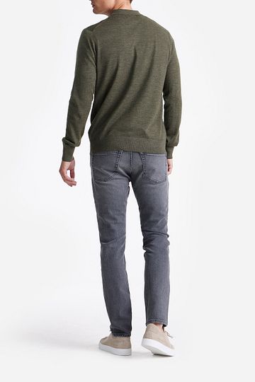 Polo King Essentials The Robert Manches Longues Mérinos Vert Army Model / Achterkant