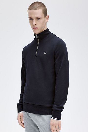 Fred Perry Half Zip Pullover Navy Blue Model / Voorkant