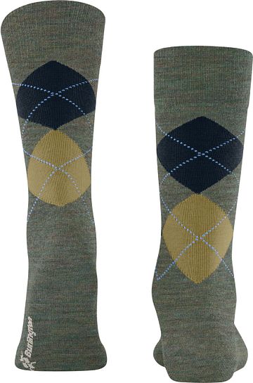 Burlington Edinburgh calze in lana verde melange 7922 Product / Achterkant