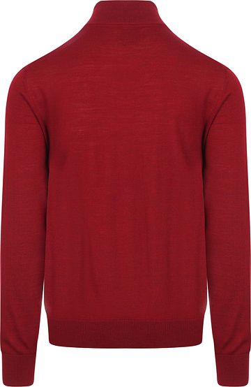 King Essentials The Michael Half Zip Pull Merino Rood Product / Achterkant