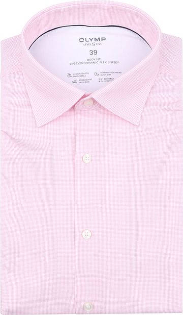 OLYMP Skjorta Level 5 24/Seven Pied De Poule Rosa Product