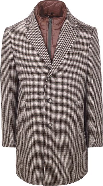 Suitable Coat Wool Pepita Beige Camel Product