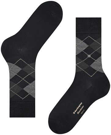 Burlington Manchester Socks Checkered Black 3000