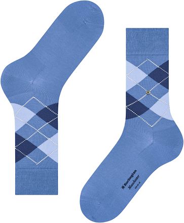Burlington Manchester Socka Rutig Blå 6550