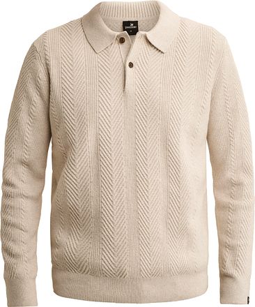 Vanguard Longsleeve Poloshirt Striktrøje Herringbone Ecru
