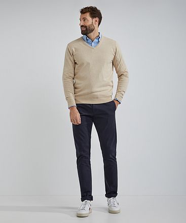 Steppin' Out Cashmere V-Neck Pullover Ecru