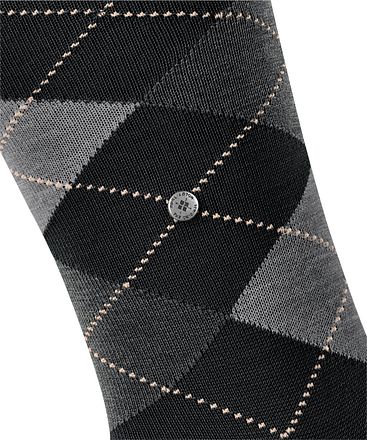 Burlington Manchester Sokk Rutet Svart 3000