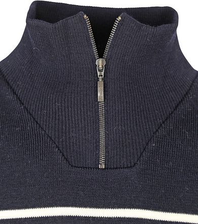 Armor-Lux Camionneur Half Zip Genser Ull Striper Marine