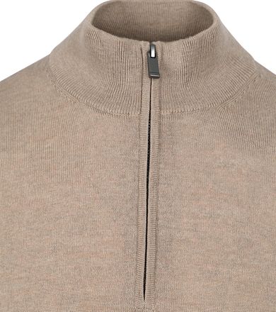 Suitable Merino Half Zip Trui Beige