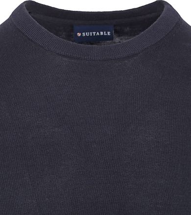 Suitable Stickad T-shirt Marinblå