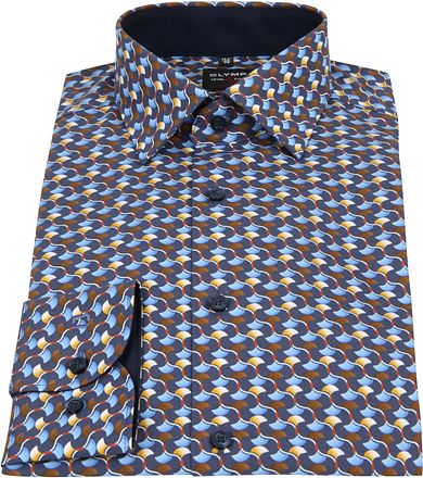 OLYMP Level 5 Body Fit Shirt Design Blue