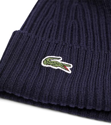 Lacoste Knitted Beanie Wool Navy