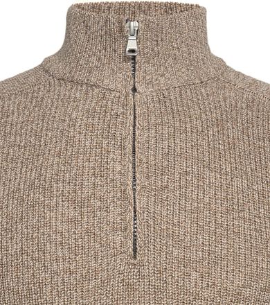 R2 Halv Zip Heavyknit Tröja i Merinoull Ljusbrun