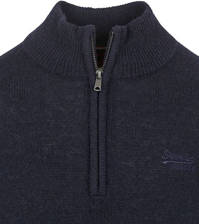 Superdry Henley Essential Half Zip Navy