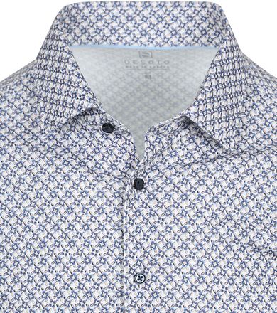 Desoto Overhemd Print Bloem Blauw Beige