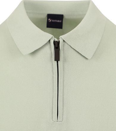 Suitable polo med halv lynlås i lysegrøn