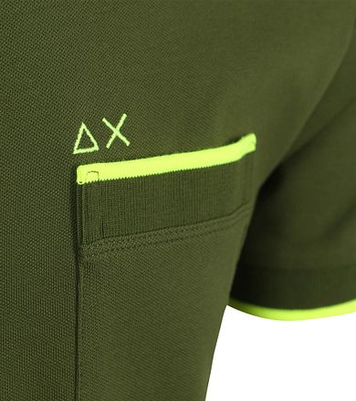 Sun68 Piqué T-skjorte med Fluostripe i Armygrønn