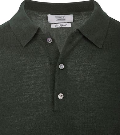 King Essentials The Robert Long Sleeve Poloshirt Merino Donkergroen