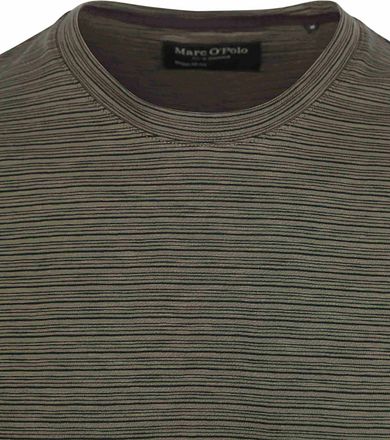 Marc O'Polo T-skjorte Slub Stripes Mørkegrønn