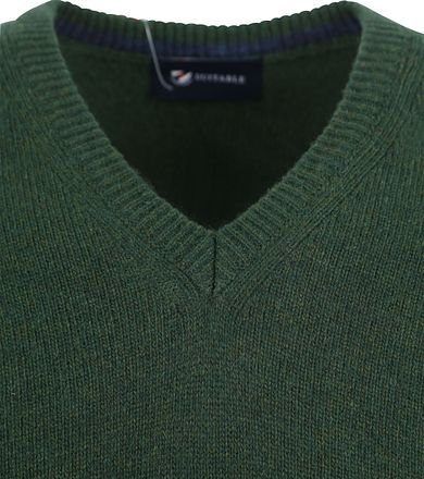 Suitable Lammull Tröja V-ringad Mörkgrön