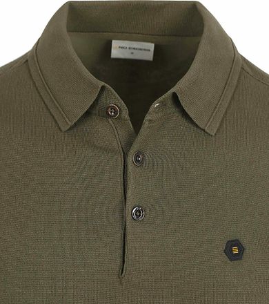 No Excess Knitted Poloshirt Olijfgroen