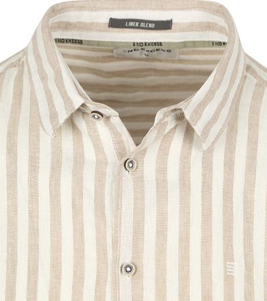 No Excess Stripet Skjorte Beige