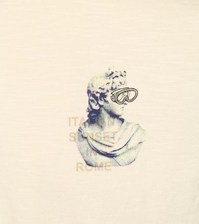 No-Excess T-Shirt Slub Placed Prints Ecru