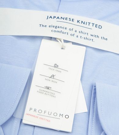 Profuomo japansk strikket skjorte lyseblå